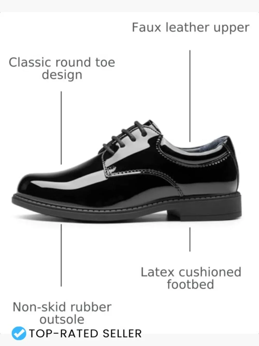 Boys Oxford Dress Shoes Lace-Up Formal Chunky Sole Comfortable Lightweight